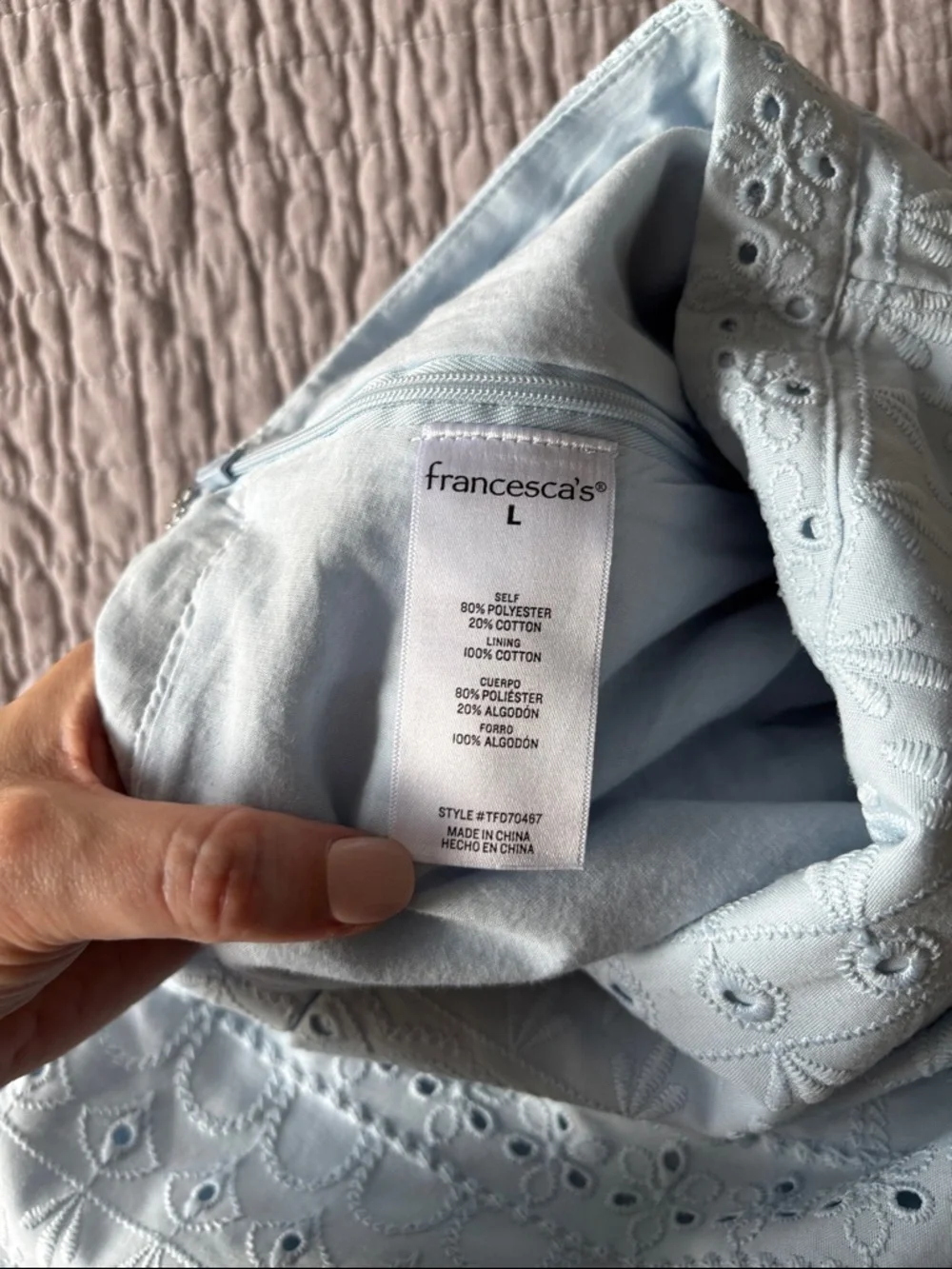Blue Rain by Francesca's Light Blue Eyelet Lace Shorts - Large